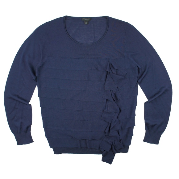 Ann Taylor Sweaters - ANN TAYLOR Indigo Navy Semi Sheer Tiered Sweater